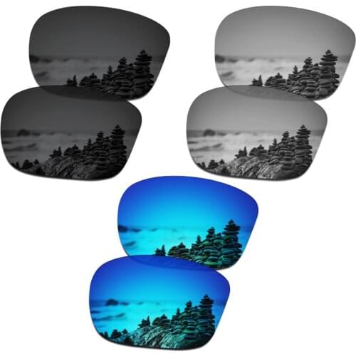 SmartVLT 3 Pairs Polarized Sunglasses Replacement Lenses for Oakley Sliver F Stealth Black and Silver Titanium and Ice Blue