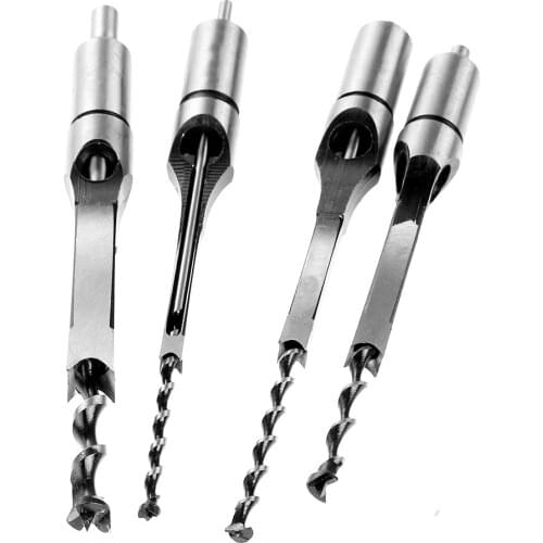 4pcs Woodworker Hole Drill Bit Mortising Chisel Carve Woodworking Tools Home Tool Size 1/2'' 3/8'' 5/16'' 1/4'' High Speed Steel