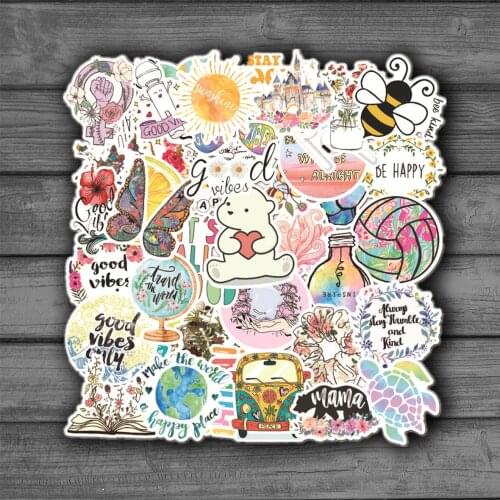 50PCS Art English Girl Gift Kids Toy Decal Cute Butterfly Bee Bear VSCO For DIY Laptop Motorcycle Car Helmet Guitar Sticker