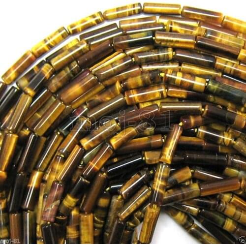 6x16mm Natural Yellow Tigers Eye Loose Beads 15'' Strand