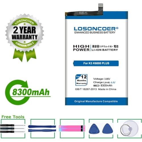 LOSONCOER Battery 8300mAh For Oukitel K6 Mobile Phone Battery