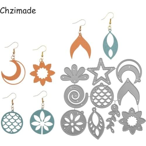 Chzimade Star Flower Earrings Metal Cutting Dies Scrapbooking Stencil For Cards Making DIY Embossing Dies Cut Paper Crafts