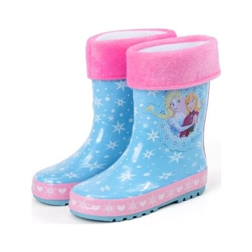 Disney childrens rain boots boys and girls princess frozen non-slip rain boots baby waterproof rubber shoes pupils water boots