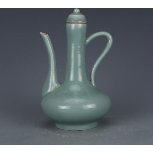 Antique SongDynasty porcelain pot,LongQuan Kiln Green bottle,Hand-painted crafts,Collection&Adornment,Free shipping