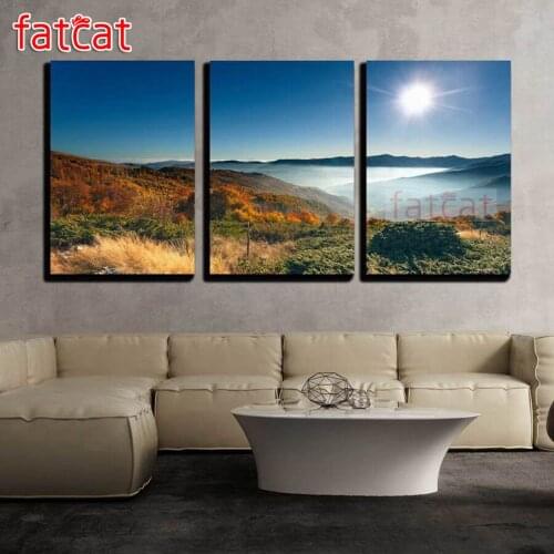 FATCAT natural scenery diy 5d diamond painting full square round drill mosaic embroidery triptych kits home decoration AE2728