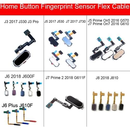 Home Button for Samsung Galaxy J3 J5 J6 J7 Pro Plus Prime 2 On5 6 2016 2017 2018 J330 J530 J730 G611F Menu Key Flex Cable Parts