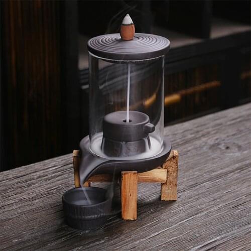 Waterfall Incense Burner Backflow Ceramic Incense Holder Incense Fountain Backflow Incense Cones for Home Decor Office