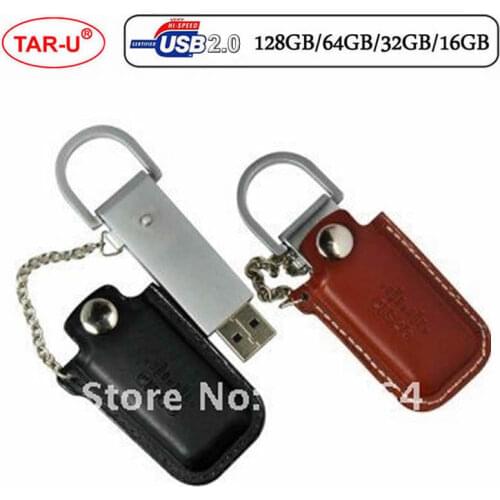 Keychain Leather USB 2.0 Flash Drive 4GB 8GB 16GB 32GB 64GB High Speed Pen Drives Brown Memory Stick Real Capacity U Disk