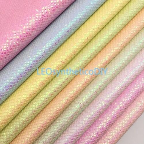 LEOsyntheticoDIY Pastel Colors Mesh Glitter Leather Fabric Faux Vinyl Leather Sheets For Bows Bags Earing DIY A4 SIZE T542A