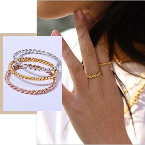 Minimalist Twisted Rope Rings for Women,Thin Stainless Steel Metal Wedding Anniversary Party Jewelry,Eternal Love Gift for Her