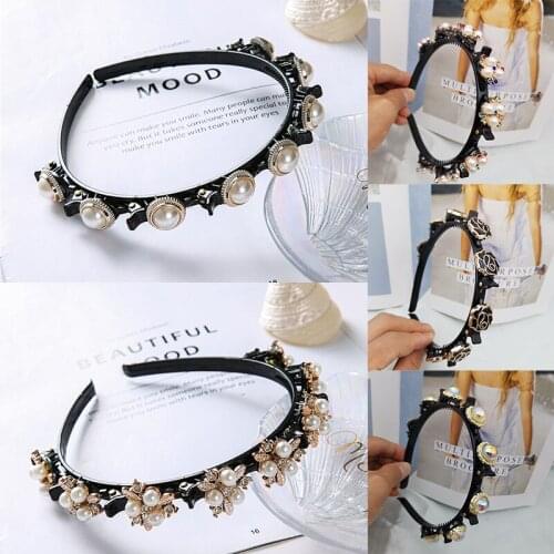 Fashion Hair Hoop Hairband Pearl Rhinestone Hairpin Non-Slip Bangs Hair Clip Headband For Women Girl Hair Accessories Headwear
