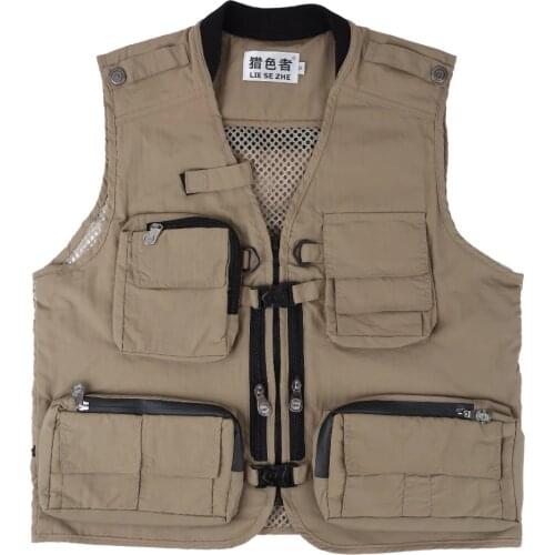 Hip Hop Men Multi-Pocket Classic Waistcoat Male Sleeveless Unloading Solid Coat Work Vest Photographer Tactical Masculino Jacket
