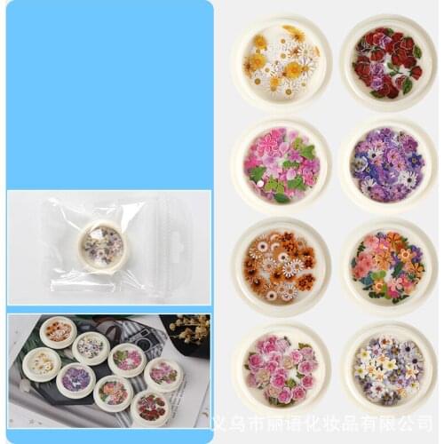 New Hot 1 Box Wood Pulp Piece Nail Stickers Colorul Flower Lover Rose Small Daisy Flower DIY Nail Art Decor Decals Manicure Tips