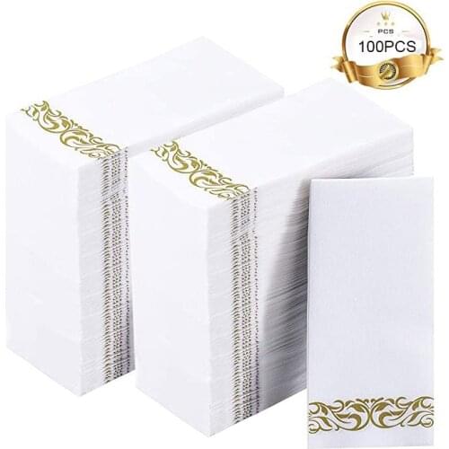New 100Pcs/Lot Disposable Guest Towels Soft and Absorbent Linen-Feel Paper Hand Towels Durable Decorative Bathroom Hand Napkins