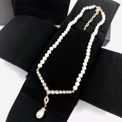 New Hot Brand Pure 925 Sterling Silver Jewelry For Women Rhinestone Pearl Necklace Wedding Jewelry
