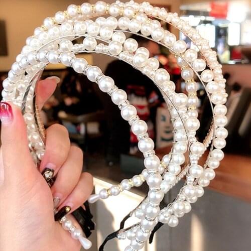 2021 New Women Elegant Pearls Hairbands Sweet Headband Hair Bundle Lady Hair Hoops Fashion Elegant Hair Accessories
