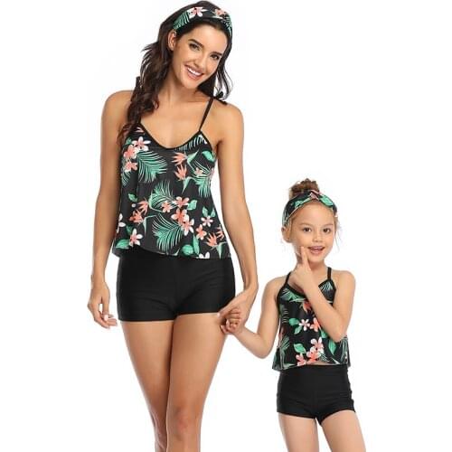Family Matching Outfits Swimsuit With Shorts For Girl Sister Summer Children Swimwear Mother And Daughter Look Clothes Babies
