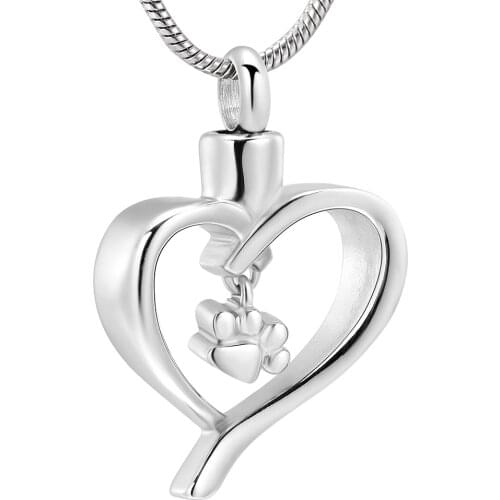 IJD10060 Pet Ashes Necklace - Stainless Steel Heart Hold Dog/Cat Paw Urn Charm Cremation Jewelry For Memorial Ashes New Arrived