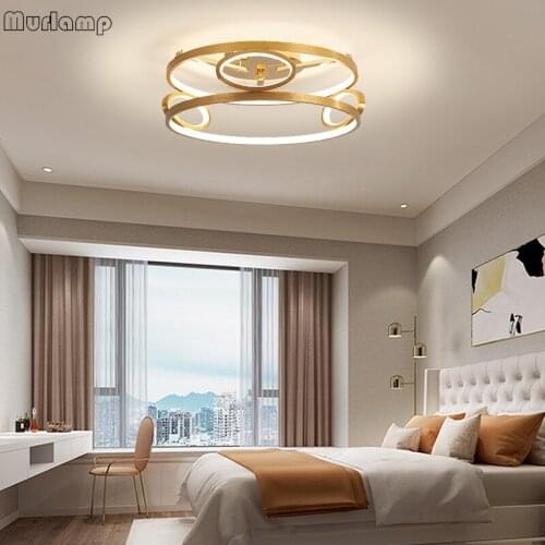 Modern style living room bedroom golden double circular led ceiling light childrens personality ceiling LED light