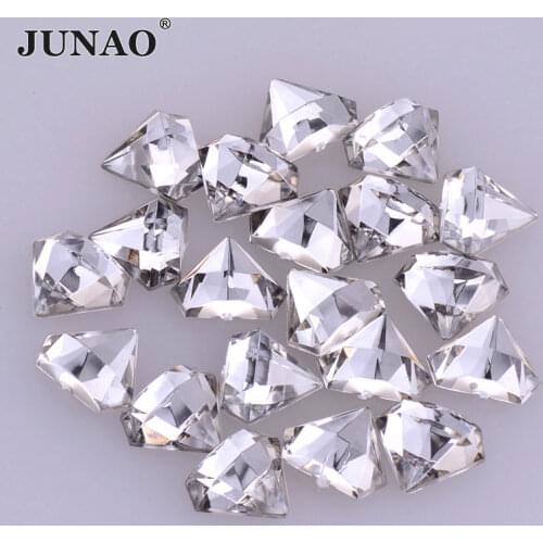JUNAO 10*12mm Clear Crystals Acrylic Flatback Rhinestone Glue On Strass Crystal Fancy Shape Non Sewing Stones for DIY Crafts
