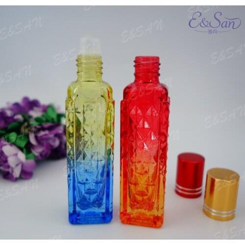 PSZL111-12ML Square Bright Glass Roll On Bottle Aluminum Cover Cosmetics Perfume Bottle 100PCS/LOT