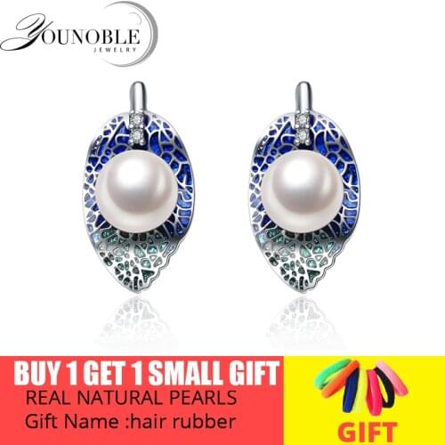 New Cute Pearl Earrings 925 Sterling Silver Jewelry Vintage Style Natural Freshwater Pearl Stud Earring For Women Gift