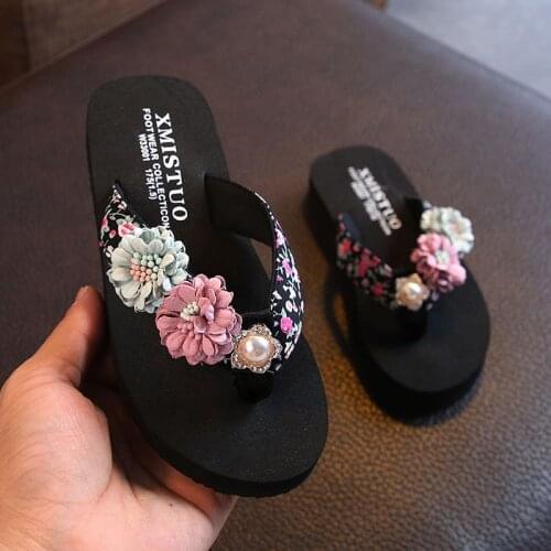 2021 Girls Slippers Kids Beach Flip Flops Fashion Casual Sandals Flower Women Home Shoes Summer Children Slippers Comfortable