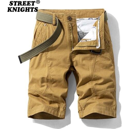 2021 New Summer Solid Color Fashion Cotton Casual Breeches Cargo Men Shorts Men Breathable Quick Dry Multi Pocket Hip Hop Short
