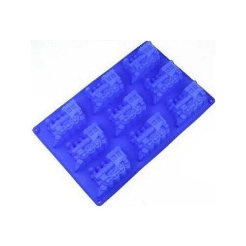 9 Trains Silicone Cake Baking Mold Cake Pan Handmade Soap Moulds Biscuit Chocolate Ice Cube Tray DIY Mold