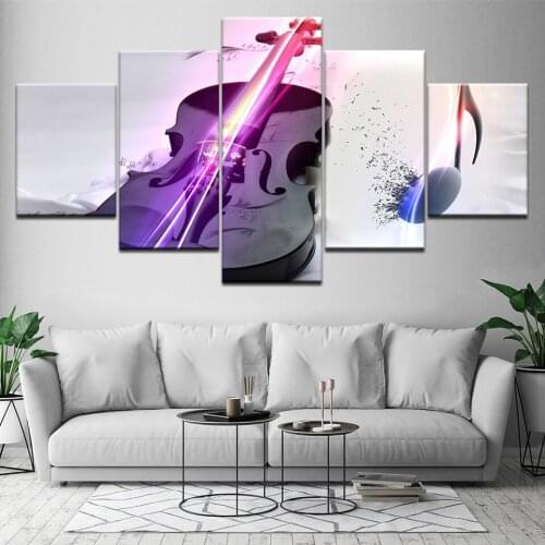 Violin Musical instrument HD Prints Poster Pictures 5 Pieces Canvas Paintings For Pub restaurant Living Room Home Wall Art Decor