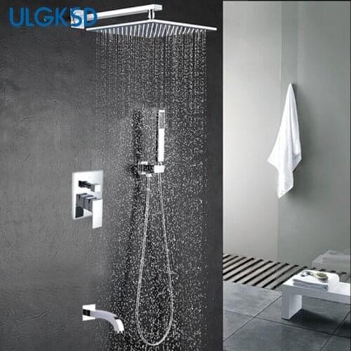 Ulgksd shower faucets Rainfall bath shower head stainless steel shower heads wall mount system mixer tap