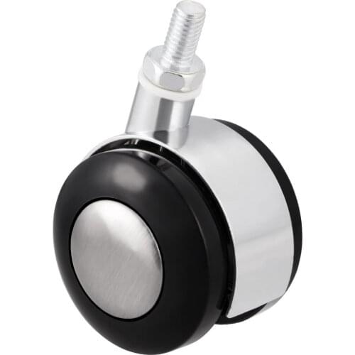 Uxcell Furniture Casters Alloy Plastic 2 Inch Twin Wheel M8 x 15mm Threaded Stem Swivel Caster, 44lb Load Capacity