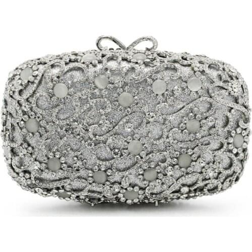 XIYUAN Silver Rhinestones Crystal Evening Clutch Bags Women Wedding Handbags Party Purse Clutches Diamond Ladies Shoulder Bags