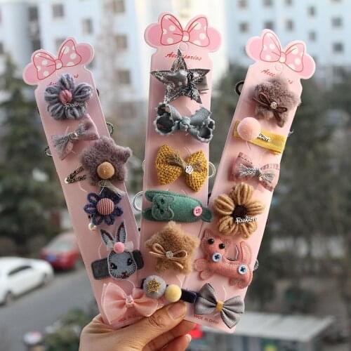 New Winter Gift 1 set cute children hairpin baby girls kids bowknot hair clips bows pins accessories hairclip headdress barrette