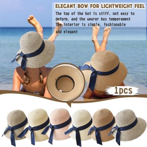 Hot Sale Beach Sun Straw Band Hat Sun Protection Uv Protection Beach Seaside Sun Straw Hat Outdoor Travel Hiking Belt Sun Hat