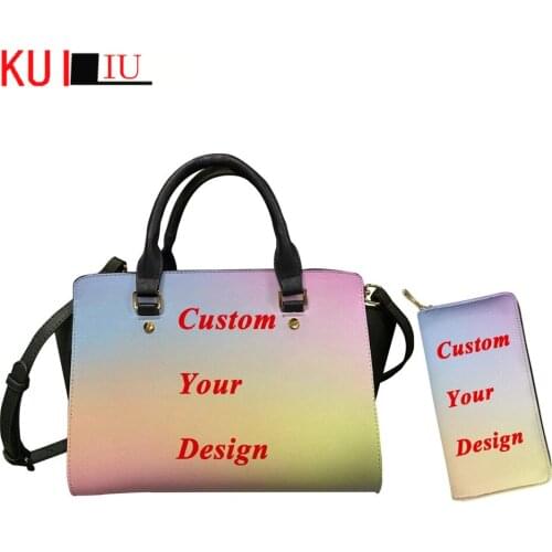 New Style Customized Women Totes Purse Set Images Logo Names Print Custom PU Leather Handbags Party Female Bag