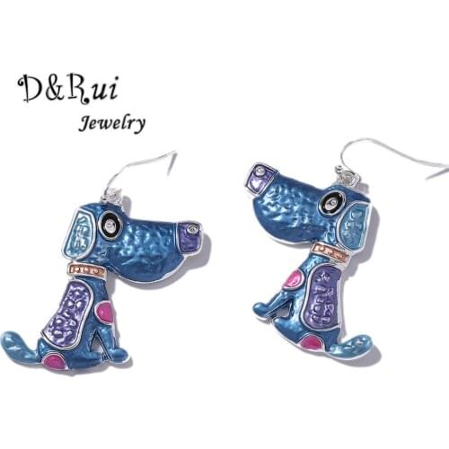Trendy Enamel Animal Dog Boho Earrings for Women Accessories Cute Teen Girls Statement Dangle Earrings Silver Color Jewellery