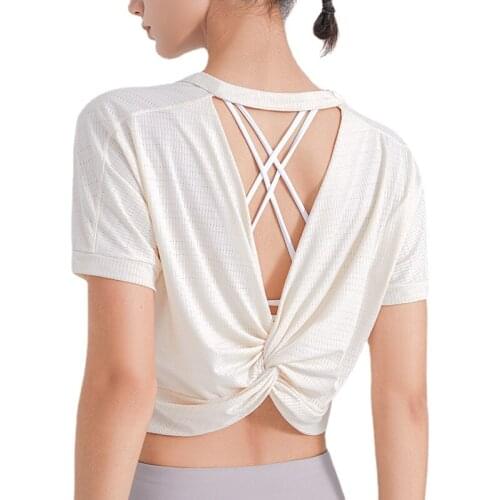 Women Sports Running T-Shirts Loose Yoga Short Sleeve Blouses Training Tops Breathable Quick Dry Gym Fitness Workout Clothes