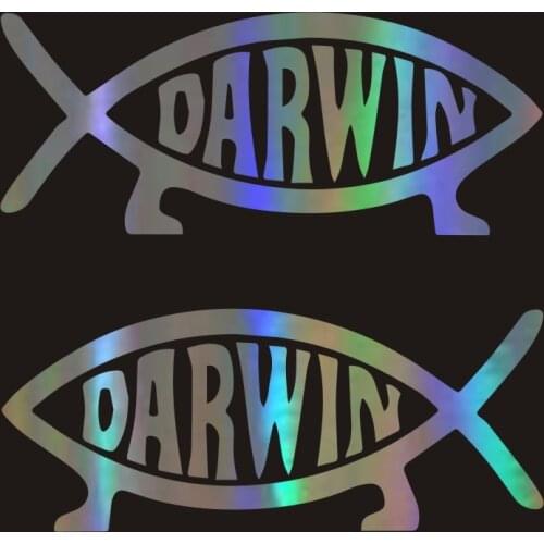 13.6*5.7cm Darwin Fish Cartoon Car Styling Stickers Decals Vinyl Emblem Rear Accessories for Dodge Caliber Badge Skoda Peugeot
