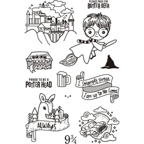 2021 New Castle Riding Broom Boy Silicone Clear Seal Stamp DIY Scrapbooking Embossing Photo Album Decorative Paper