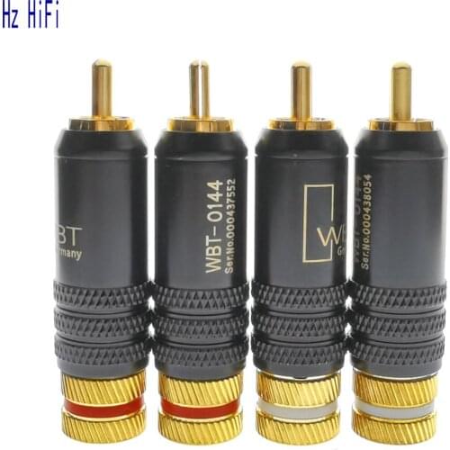 4PCS HIFI WBT-0144 Gold Plated RCA Plug Screws Locking Soldering Audio Video RCA Connector DIY WBT RCA Plugs