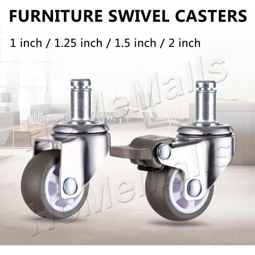 4pcs Furniture Rubber Swivel Casters Wheels Plunger Castors With Locks Caster Roller Wheel For Trolley Workbench Or Storage Cart