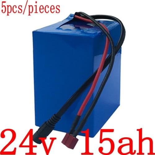 5pcs/24V 250W 350W battery 24v 15ah lithium battery pack 24V scooter Battery 24v 15ah electric bicycle battery with 2A charger