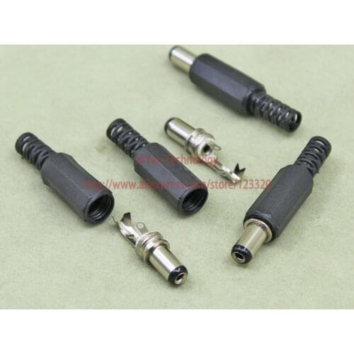 50pcs/lot) DC Power Socket 5.5mm 2.1mm 9MM Male Plug Tip Plug Power 5.5x2.1MM Inlet connector Supply Jack Socket