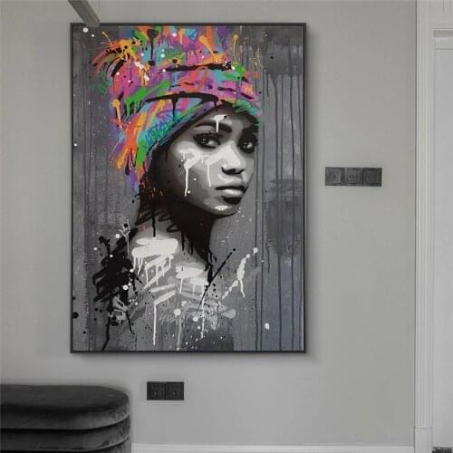 African Art Black Woman Canvas Paintings Graffiti Wall Art Girl Posters and Prints Modern Pictures for Living Room Decoration
