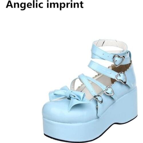 Angelic imprint handmade woman mori girl lolita cosplay shoes lady high heels pumps women princess dress party shoes 33-47 7cm