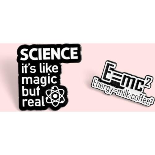 Creative Mass-energy Equation Brooch Milk Coffee Shirt Enamel Pins Broches for Men Women Badge Pins Brooches Jewelry Accessories