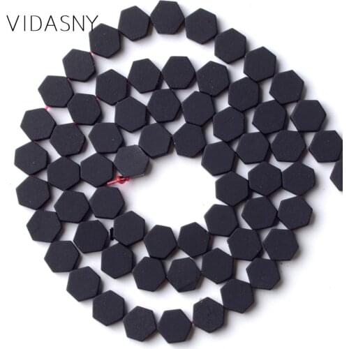 Natural Minerals Blcak Hexagon Nanotech Rubber Hematite Stone Beads For Jewelry Making 6mm Spacer Loose Beads Diy Bracelets 15