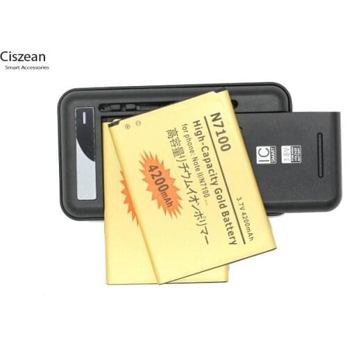 Ciszean 2x EB595675LU Gold Replacement Battery For Samsung Galaxy Note 2 II Note2 N7100 N7102 N7105 4200mAh + Universal Charger