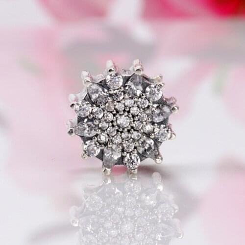 DoDoFly Authentic S925 silver full zircon crystal snowflake beads Fit Original Charms Bracelet Necklace DIY Jewelry Making